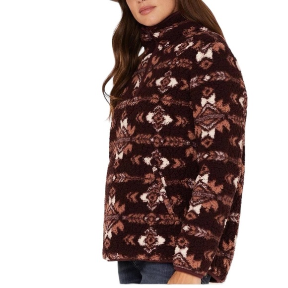Wrangler Women’s Retro Southwestern Print Fleece Quarter Zip Sweater - Picture 3 of 14